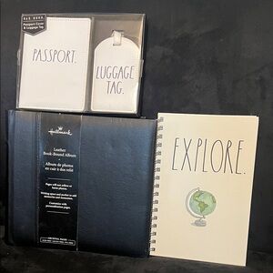 Rae Dunn Passport Cover, Luggage Tag, Travel Journal & Hallmark Photo Album- NEW
